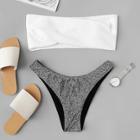 Shein Two Tone Twist Front Bandeau Bikini Set