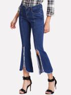 Shein Raw Trim Slit Flared Jeans