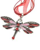 Shein Red Diamond Dragonfly Necklace