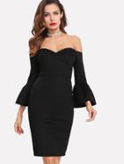 Shein Flounce Sleeve Sweetheart Bardot Dress