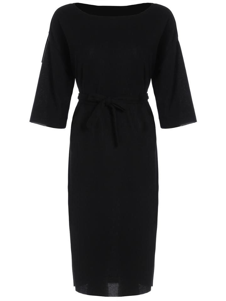 Shein Elbow Sleeve Split Belt Dress