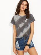 Shein Tie Dye Print Alien Patch T-shirt