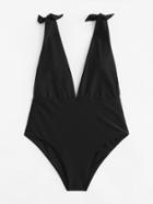 Shein Deep V Plunge Neck Swimsuit
