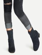 Shein Blue Knit Ankle Boots