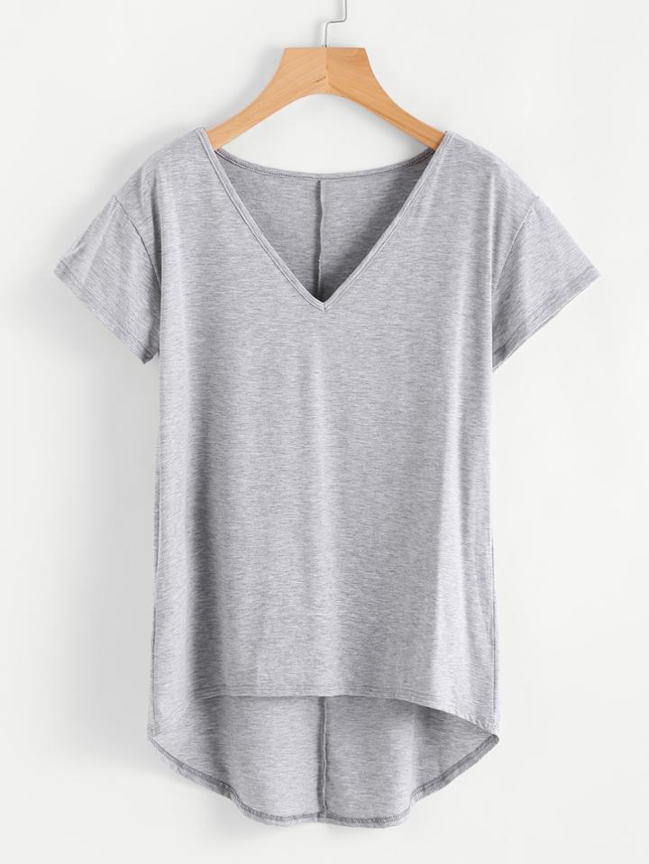 Shein Heather Knit Dip Hem Tee