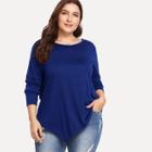 Shein Plus Knot Hem Long Sleeve T-shirt
