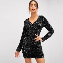 Shein Solid Sequin Bodycon Dress