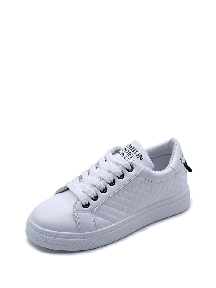 Shein Quilted Lace Up Low Top Sneakers