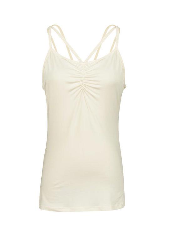 Shein Light Yellow Shirred Strappy Cami Top