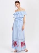 Shein Lace Insert Embroidered Layered Frill Bardot Dress