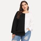 Shein Plus Two Tone Asymmetrical Sweatshirt