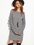 Shein Ladder Cutout Sleeve Ribbed Knit Dress
