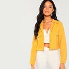 Shein Pearl Beaded Raw Hem Crop Jacket