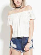 Shein Hollow Out Crochet Off-the-shoulder Swing Blouse