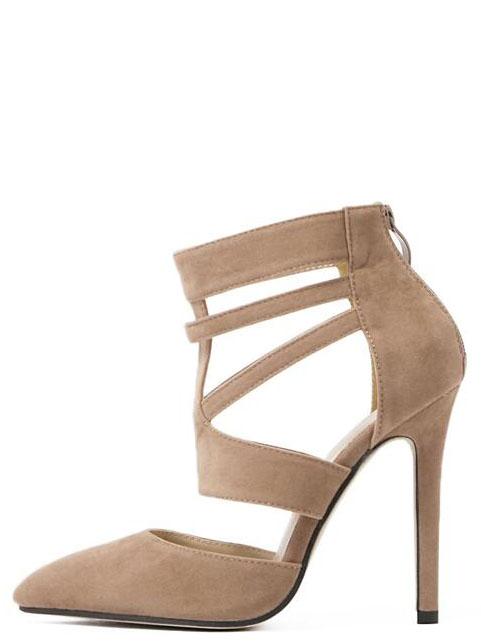 Shein Apricot Point Out Zipper Stiletto Heels