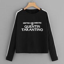 Shein Contrast Sideseam Letter Pullover