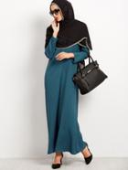 Shein Peacock Green Zip Front Ruffle Maxi Dress