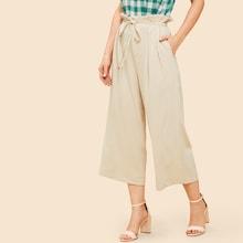 Shein Drawstring Frill Waist Palazzo Leg Pants