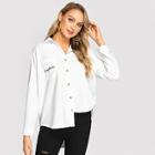 Shein Embroidery Pocket Patched Shirt