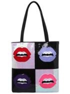 Shein Black Lipstick Print Pu Bag