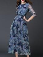 Shein Navy Ink Tie-waist A-line Dress