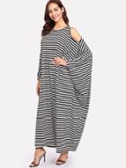 Shein Cold Shoulder Striped Poncho Dress