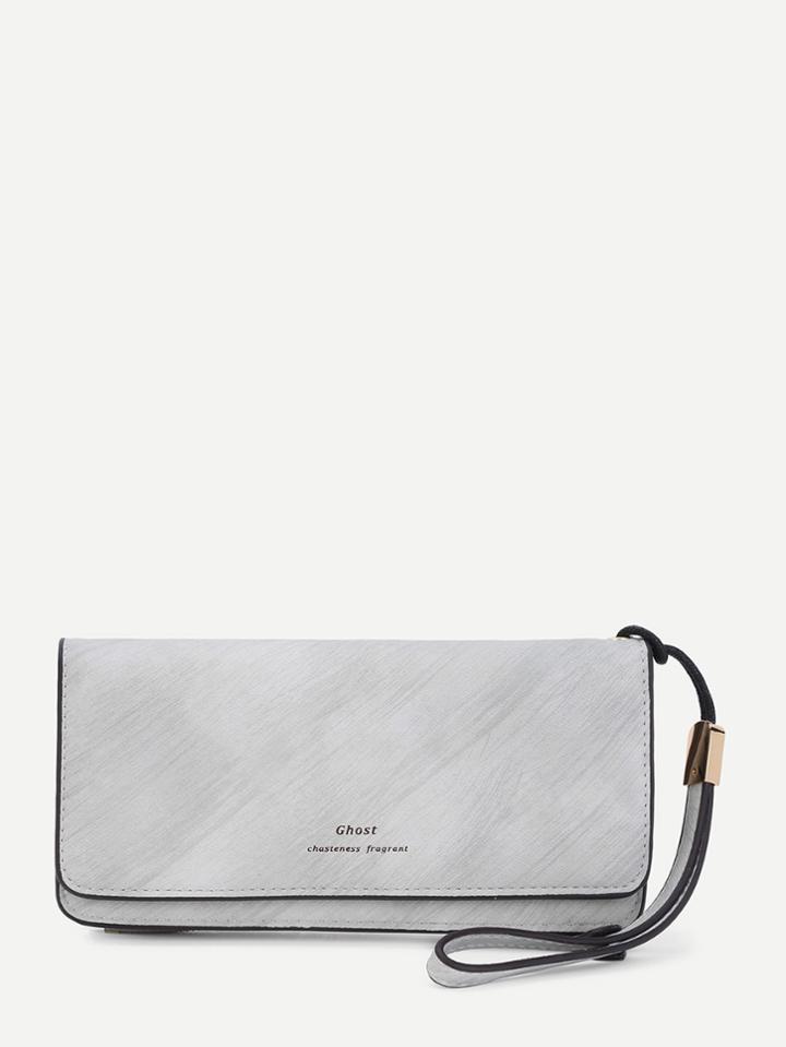Shein Letter Print Pu Wallet With Ring Handle