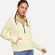 Shein Zip & Pocket Front Mock Neck Pullover