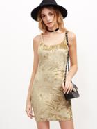 Shein Gold Velvet Cami Bodycon Dress