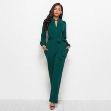 Shein Tie Waist Shirt Detail Jumpsuit