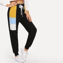 Shein Drawstring Waist Colorblock Sweatpants