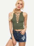 Shein Lattice V-cut Ribbed Knit Tank Top