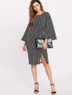 Shein Slit Front Striped Cape Dress