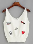 Shein Applique V-cut Tank Top
