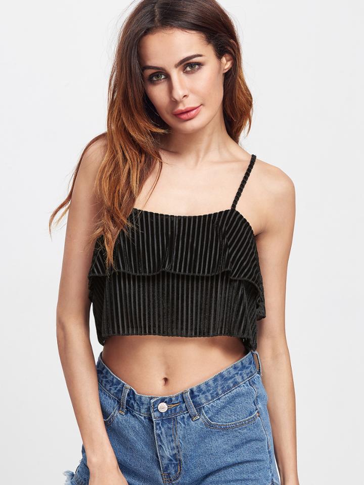 Shein Black Layered High Low Cami Top