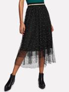 Shein Beading Embellished Mesh Overlay Skirt