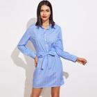 Shein Vertical-stripe Button Up Shirt Dress
