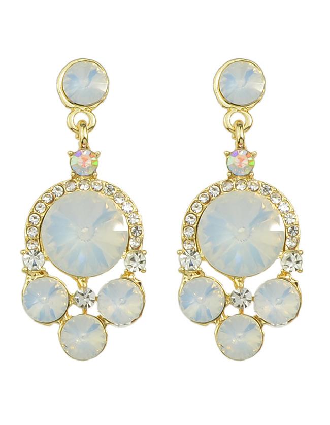 Shein White Rhinestone Geometric Drop Earrings