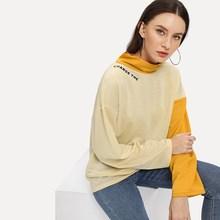 Shein High Neck Color Block Sweatshirt