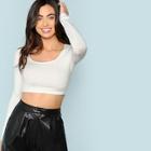 Shein Slim Fitted Solid Crop Tee