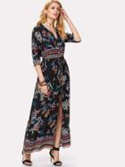 Shein Botanical Print Button Through Dress