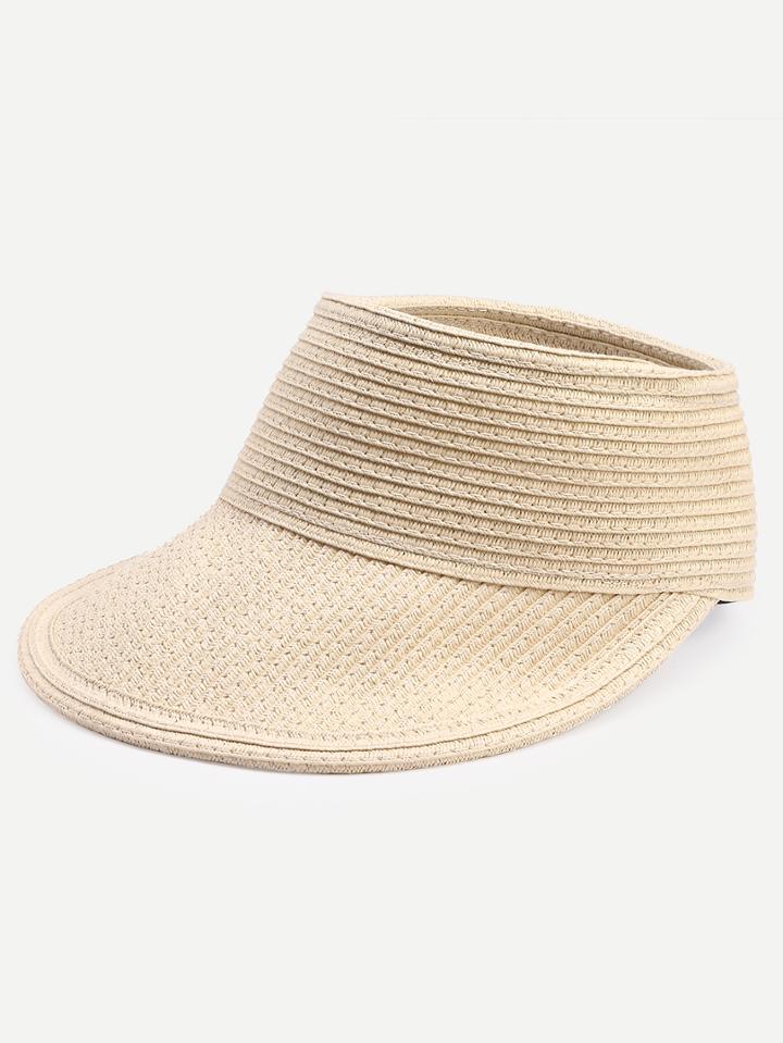 Shein Beige Wide Brim Straw Visor Cap