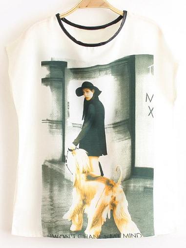 Shein Multicolor Contrast Round Neck Sleeveless Print Blouse