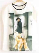Shein Multicolor Contrast Round Neck Sleeveless Print Blouse