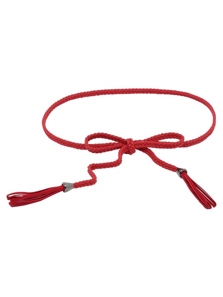 Shein Red Wax Rope Knit Tassel Waist Chain