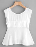 Shein V Back Frill Trim Peplum Top