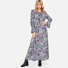 Shein Paisley Print Bell Sleeve Dress