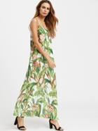 Shein Tropical Print Double Scoop Cami Dress