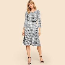 Shein 50s Gingham Belted Dress