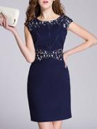 Shein Navy Contrast Lace Sheath Dress
